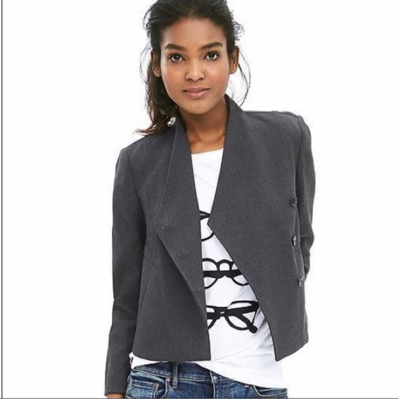 Banana Republic Jackets & Blazers - Banana Republic Trapeze Gray Cropped Three Button‎ Blazer office work Jacket 8